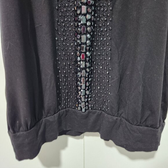 INC International Concepts Black Seguin Beaded Halter Sleeveless Top Large - Picture 5 of 8